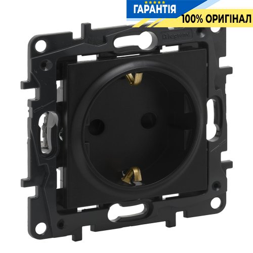 Розетка з з/к 16А, 250 В, гвинтові клеми, Legrand Niloe Step 863521, чорний