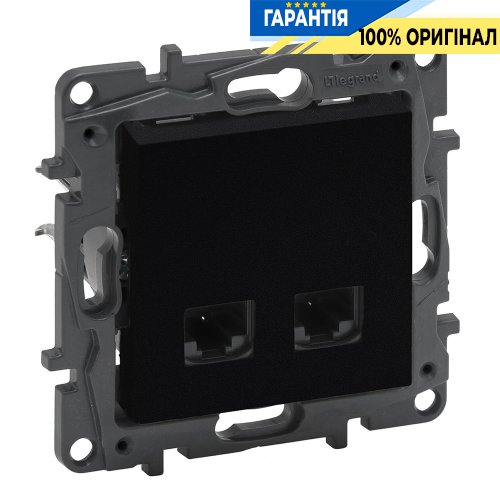 Розетка компьютерная 2XRJ45 CAT5e UTP Legrand Niloe Step 863560, черный