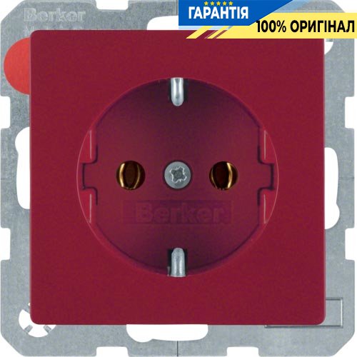 Розетка з заземлюючим контактом, 16А/250В, червона, Berker «Q.1» «Q.3» «Q7» 47436012