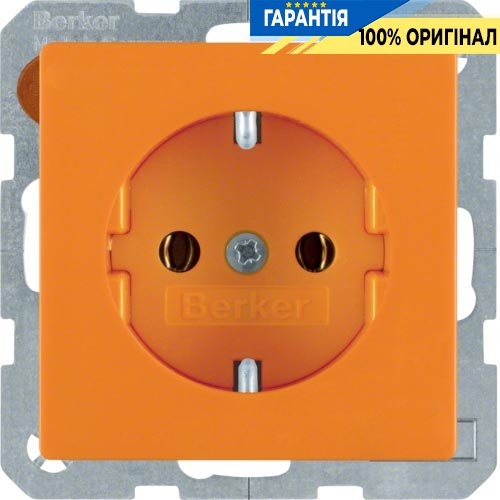 Розетка с заземляющим контактом, 16А/250В, оранжевая, «Q.1» «Q.3» «Q7» Berker 47436014