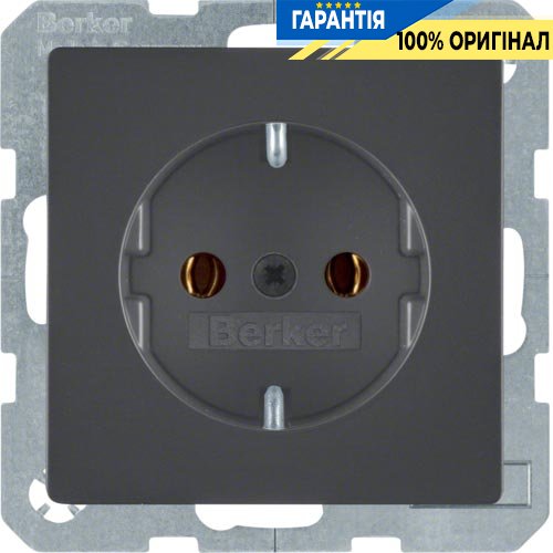 Розетка с заземляющим контактом, 16А/250В, антрацит, «Q.1» «Q.3» «Q7» Berker 47436086