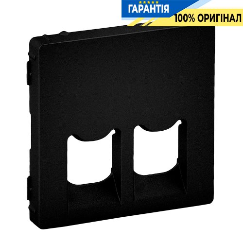 Лицевая панель розетки Rj11+Rj45, Legrand Valena Life Black 756422, черный матовый
