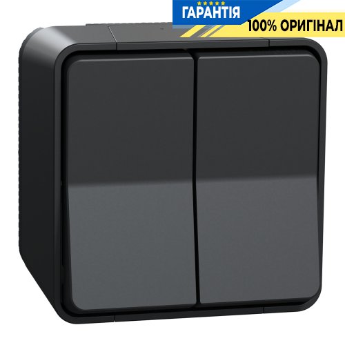 Двухклавишный переключатель IP55, наружный монтаж, черный, Schneider Electric Mureva Styl MUR35022