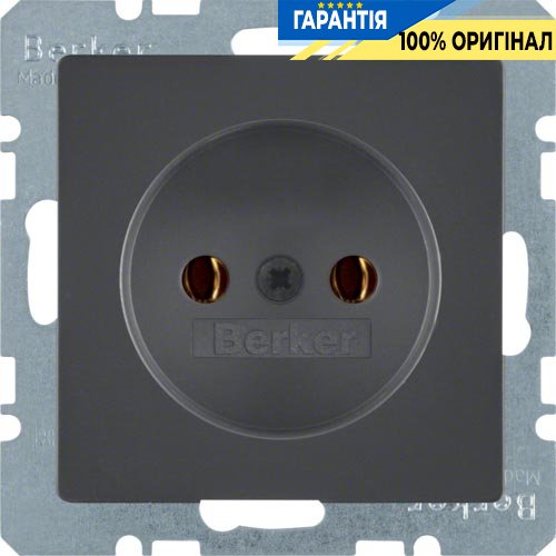 Розетка без заземлюючого контакту, 16А / 250В, антрацит, Berker «Q.1» «Q.3» «Q7» 6167036086