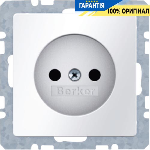 Розетка без заземлюючого контакту, 16А/250В, полярна білизна, Berker «Q.1» «Q.3» «Q7» 6167036089