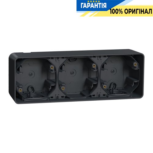 Тримісний бокс, зовнішній монтаж, IP55, чорний, Schneider Electric Mureva Styl MUR37713