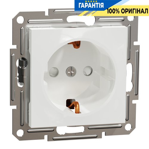 Розетка із заземленням із захисними шторками Schneider Electric Asfora EPH2970221, біла (без рамки)