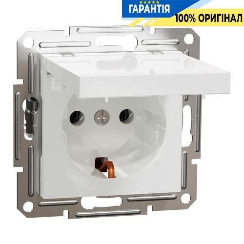 Розетка із кришкою із заземленням Schneider Electric Asfora EPH3170121, біла (без рамки)
