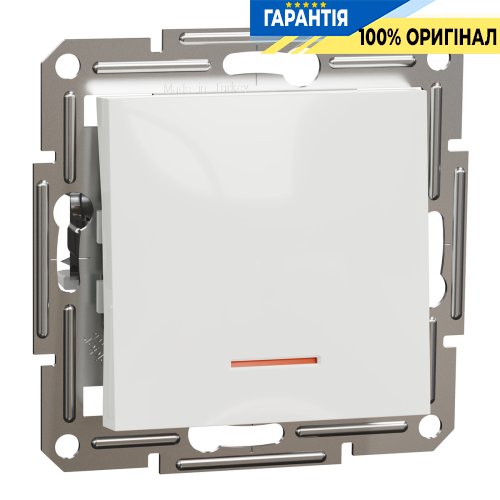 Вимикач 1-клавішний з підсвічуванням Schneider Electric Asfora EPH1470121, білий (без рамки)