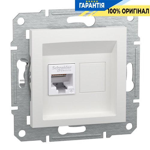 Розетка комп'ютерна 1-а RJ45 CAT 6/UTP Schneider Electric Asfora EPH4770121, біла (без рамки)