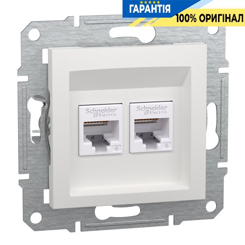 Розетка комп'ютерна 2-а RJ45 CAT 6/UTP Schneider Electric Asfora EPH4870121, біла (без рамки)