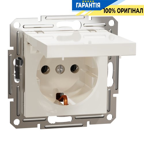 Розетка з кришкою із заземленням Schneider Electric Asfora EPH3170123, крем (без рамки)