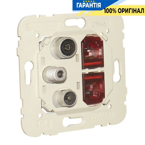 Механизм розетки мультимедийной R-TV-SAT 2x RJ45 Cat.6 UTP, Efapel 21546 Logus 90