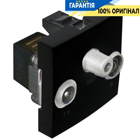 Механизм розетки R-TV-SAT звезда 2-мод. «Чёрный мат» Efapel 45543 SPM Quadro 45