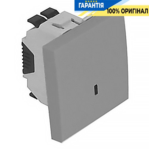 Вимикач Quadro 45 1-кл. з підсвічуванням 2-мод. «Алюміній» Efapel 45012 SAL