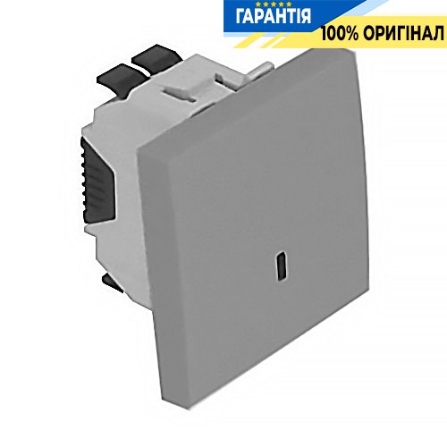 Вимикач Quadro 45 1-кл. прохідний з підсвічуванням 2-мод. «Алюміній» Efapel 45072 SAL