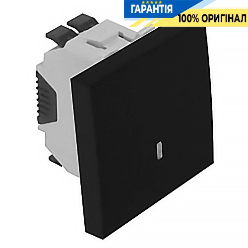Вимикач Quadro 45 1-кл. прохідний з підсвічуванням 2-мод. «Чорний мат» Efapel 45072 SPM