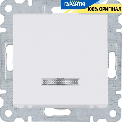 Выключатель 1-клавишный с подсветкой Hager Lumina 2 WL0210, «белый глянцевый»