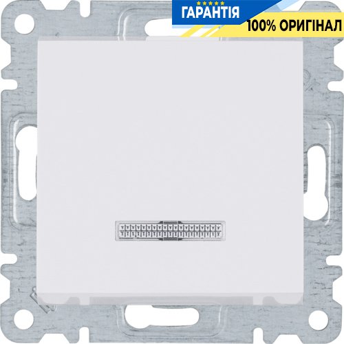 Проходной выключатель 1-клавишный с подсветкой Hager Lumina 2 WL0220, «белый глянцевый»
