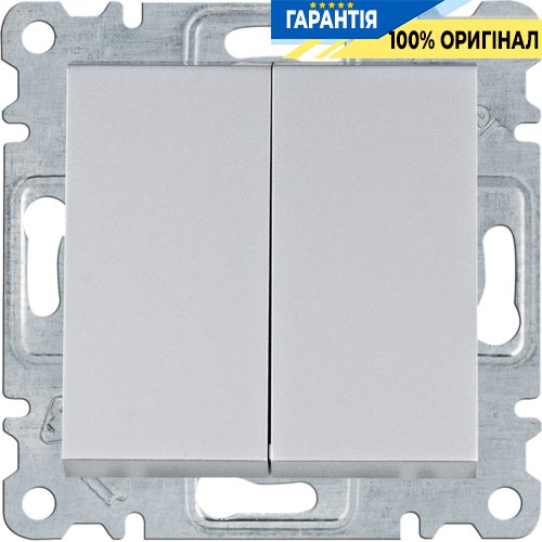 Выключатель 2-клавишный 10АХ/230В Hager Lumina WL0042, «серебро»