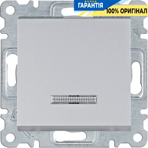 Выключатель с подсветкой 1-полюсный 10АХ/230В Hager Lumina WL0212, «серебро»