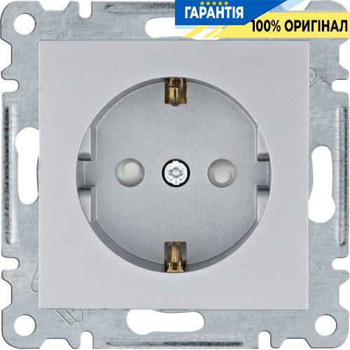 Розетка с з/к с защитой контактов 16А/230В Hager Lumina WL1062, «серебро»