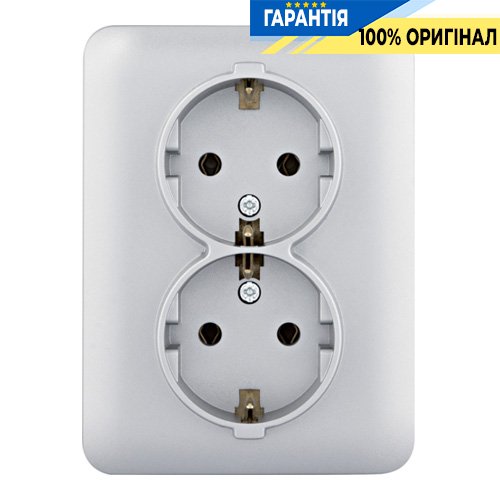 Розетка с з/к двойная 16А/230В Hager Lumina WL1252, «серебро»