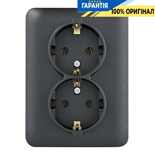 Розетка із з/к подвійна 16А/230В Hager Lumina WL1253, «чорна»