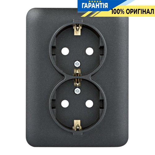 Розетка с з/к двойная с защитой контактов 16А/230В Hager Lumina WL1263, «черная»