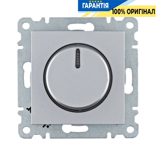 Светорегулятор (диммер) поворотный Hager Lumina WL4012, «серебро», 60-600Вт