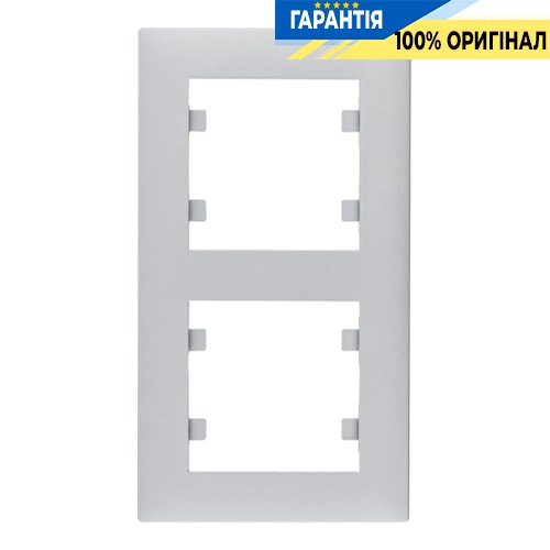 Рамка 2X вертикальная, Hager Lumina-Intens WL5622, «серебро»