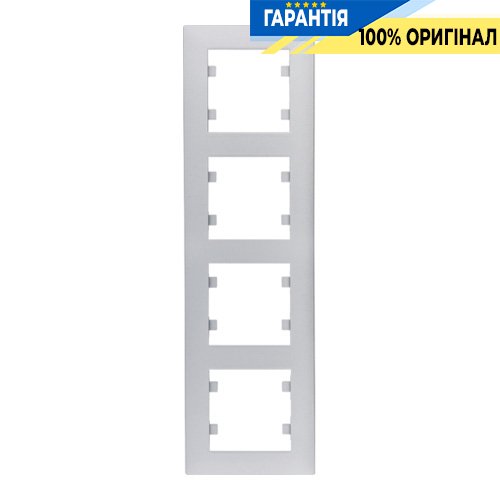 Рамка 4X вертикальная, Hager Lumina-Intens WL5642, «серебро»