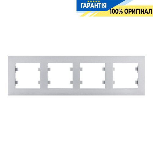Рамка 4X горизонтальная, Hager Lumina-Intens WL5742, «серебро»