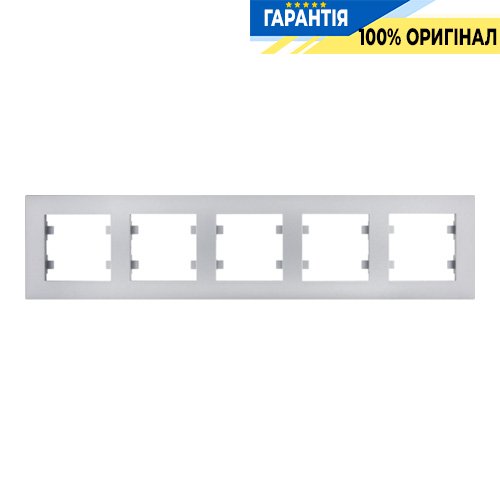 Рамка 5X горизонтальная, Hager Lumina-Intens WL5752, «серебро»