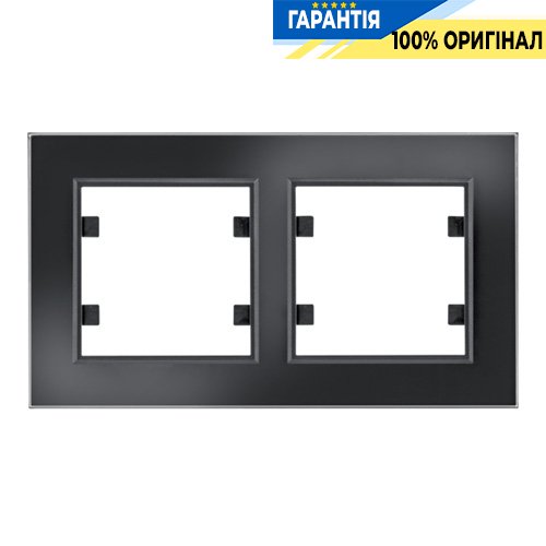Рамка 2Х горизонтальная, Hager Lumina-Passion WL9221, «черное стекло»