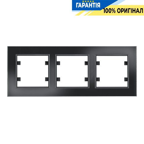 Рамка 3Х горизонтальная, Hager Lumina-Passion WL9231, «черное стекло»