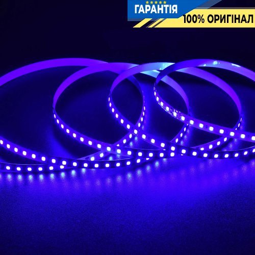 Стрічка світлодіодна 120 Led/m Blue 12V, 8.6Вт, IP33 CRI80 e-pcb Rishang 7778 2835-120-IP33-B-8-12 RN08C0TA-B синє світло