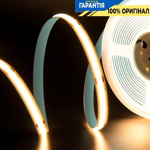 Лента светодиодная 512 Led/m 3000K 24V, 12Вт, IP20 Rishang 15312 COB-512-IP20-WW-8-24 RM0802MC-D CRI90 теплый белый свет