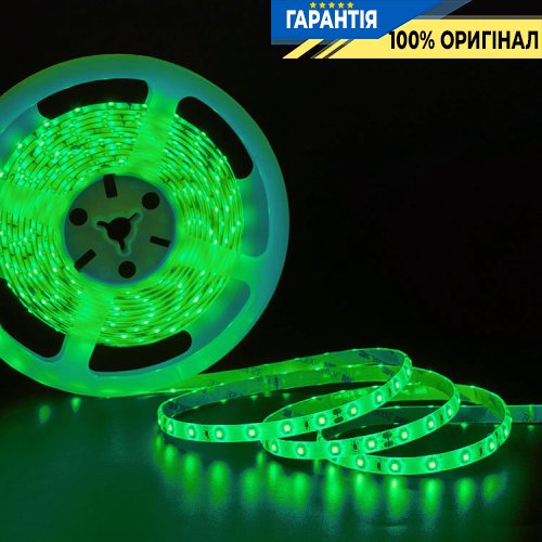 Стрічка світлодіодна 120 Led/m Green 12V, 8.6Вт, IP33 CRI80 e-pcb Rishang 9477 2835-120-IP33-G-8-12 RN08C0TA-B зелене світло