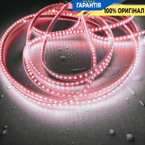 Стрічка світлодіодна 120 Led/m Red 12V, 8.6Вт, IP65 CRI80 e-pcb Rishang 8000 2835-120-IP65-R-8-12 RN68C0TA-B червоне світло