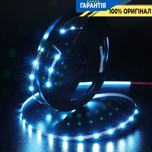 Стрічка світлодіодна 60 Led/m Blue 12V, 5.5Вт, IP33 CRI80 e-pcb Rishang 9012 2835-60-IP33-B-8-12 RN0860TA-B синє світло