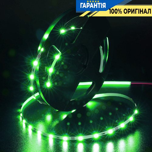 Стрічка світлодіодна 60 Led/m Green 12V, 5.5Вт, IP33 CRI80 e-pcb Rishang 10440 2835-60-IP33-G-8-12 RN0860TA-B зелене світло