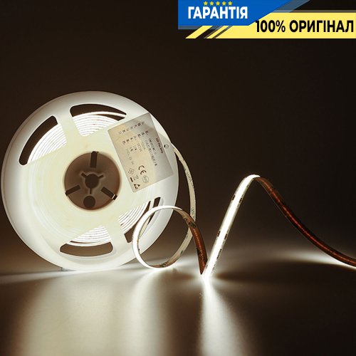 Стрічка світлодіодна 320 Led/m 6000K 24V, 10Вт/м., IP20 CRI90 Rishang 18866 COB-320-IP20-NW-8-24