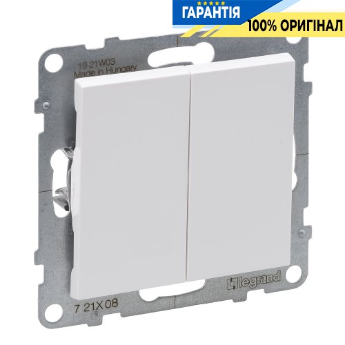 Перемикач 2-кл (пруж.клеми) 10А/250V Legrand Suno 721108 білий