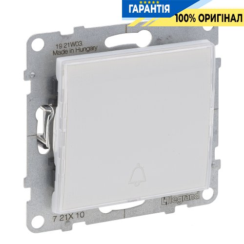 Кнопка 1-кл з тримачем етикети 6A/250V Legrand Suno 721110 білий