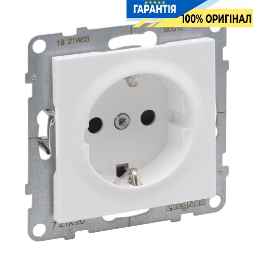 Розетка із з/к та шторками (пруж.клеми) 16А/250V Legrand Suno 721120 білий