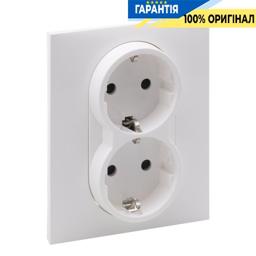 Розетка 2-а. із з/к та шторками (пруж.клеми) 16А/250V Legrand Suno 721126 білий
