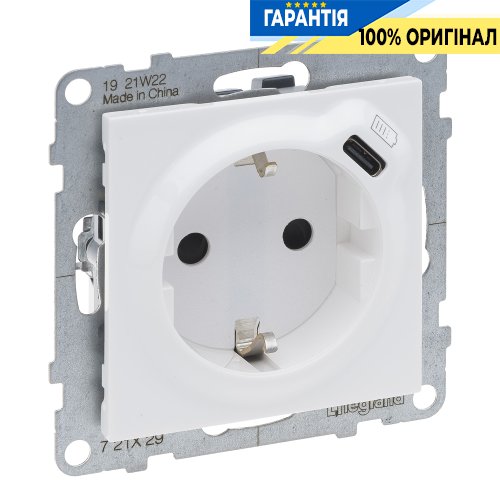 Розетка із з/к та захист. шторками + USB С 1,5А/250V Legrand Suno 721129 білий