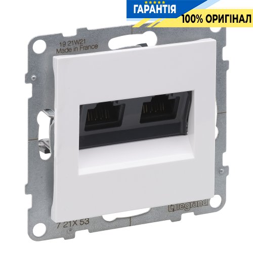 Розетка компьютерная 2-я RJ45 CAT6/UTP Legrand Suno 721153 белый