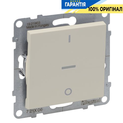 Выключатель 1-кл 2-полюсный с подсв. (винт. клеммы) 10А/250V Legrand Suno 721212 слоновая кость